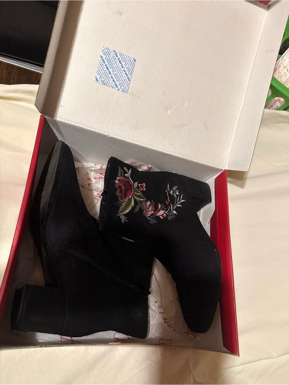 IMPo Electra Black Floral Embroidered Ankle Boots 7.5 Whimsigoth Fall Boho